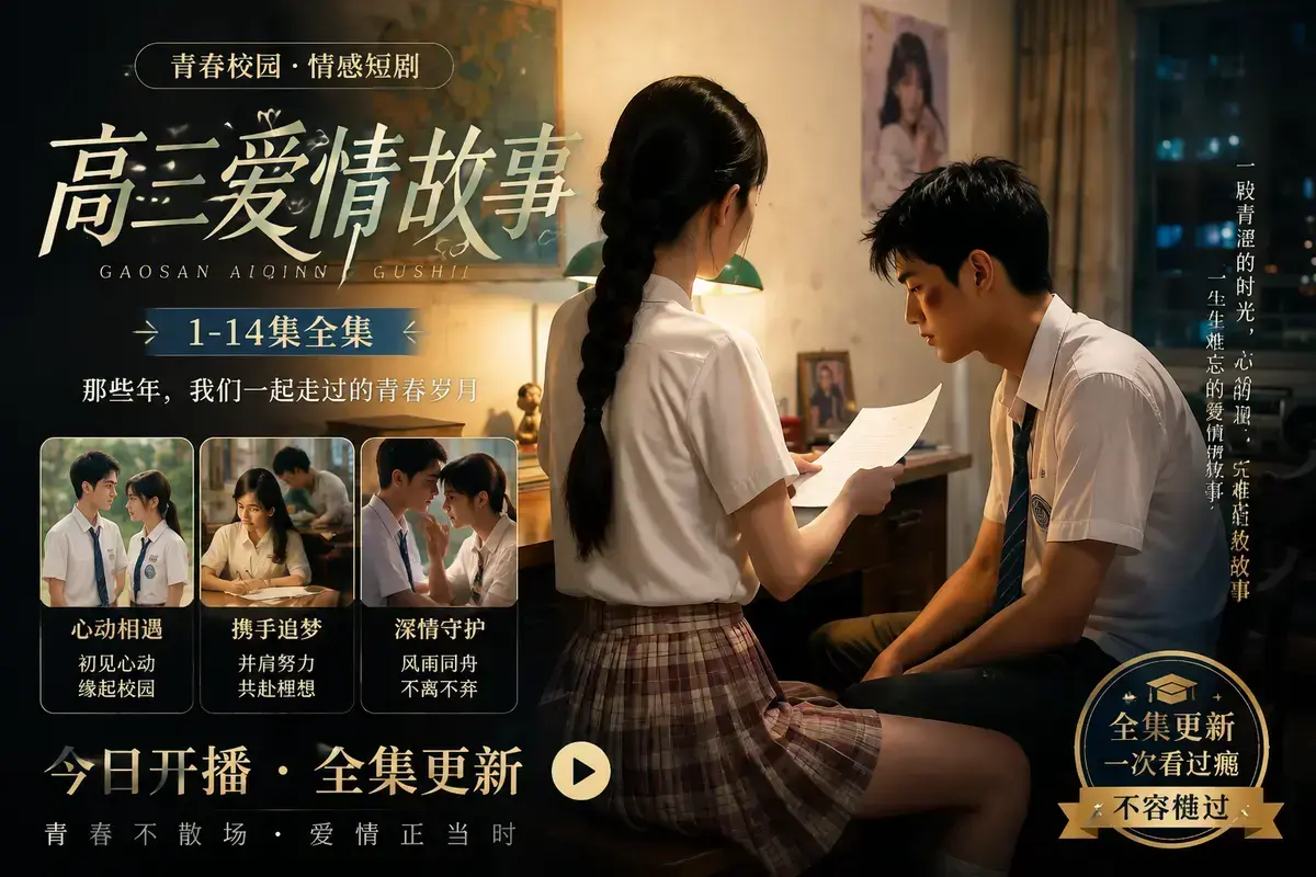 《AI短剧：B中爱情故事》免费观看全集-相识篇暗恋篇高能不断- AI短剧在线播放4K超清未删减-夸克网盘极速秒存带你重返十七岁